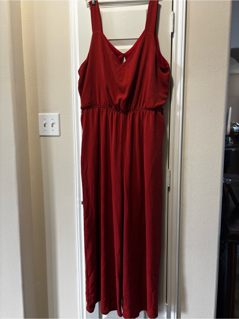 Women’s Red-Orange Sleeveless Maxi Romper